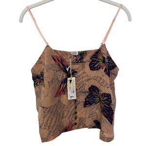 Cameo Clothing 100% Silk Butterfly Print Cropped Camisole Cami Top Size S NWT